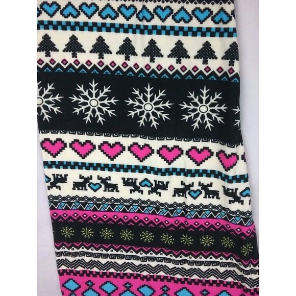 Winter Printed Leggings Plus Size Blue Pink Black Buttery Soft Womens - Picture 2 of 4